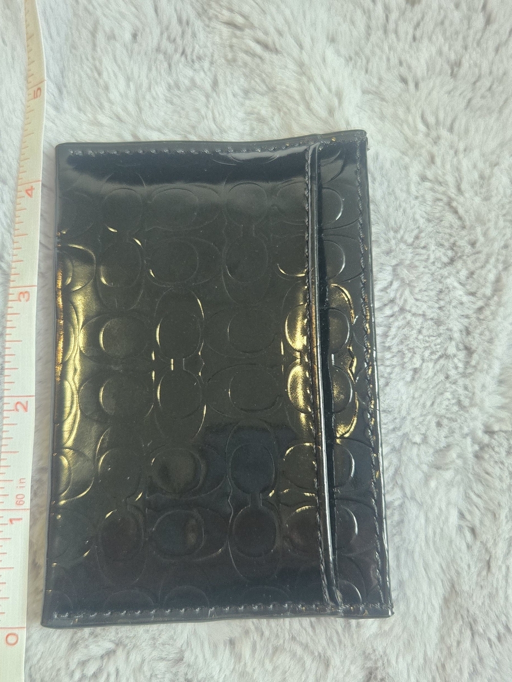 Coach Black Patent Leather Embossed Wallet